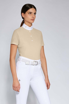 Ridershouse: Cavalleria Toscana Dames Perforated Jersey S/S Button Wedstrijdshirt Ridershouse: Cavalleria Toscana Dames Perforated Jersey S/S Button Wedstrijdshirt