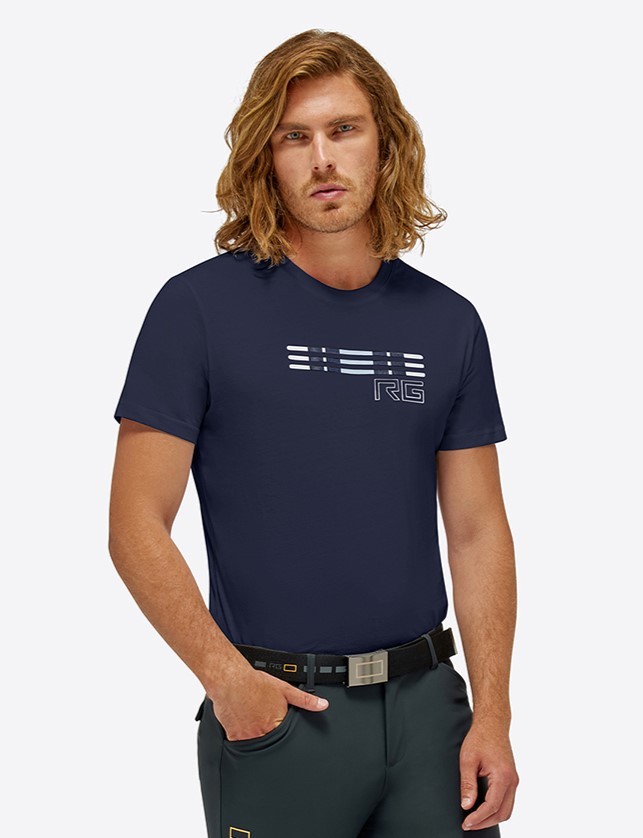 RG Italy Heren Stripe Bar Katoenen T-Shirt - Navy Blue - Ridershouse.com RG Italy Heren Stripe Bar Katoenen T-Shirt - Navy Blue - Ridershouse.com