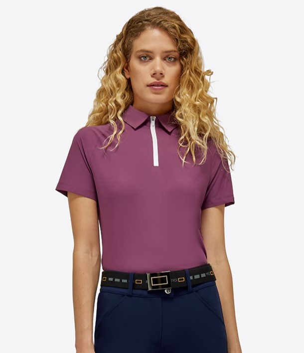 RG Italy Dames Jersey S/S Training Polo - Aubergine - Ridershouse.com - SS24