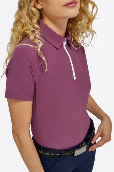 RG Italy Dames Jersey S/S Training Polo - Aubergine - Ridershouse.com - SS24