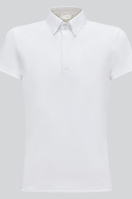 Cavalleria Toscana Boys Jersey S/S Button Competition Polo - White