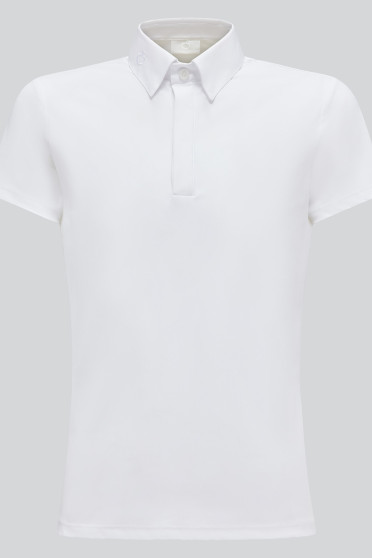 Cavalleria Toscana Boys Jersey S/S Button Competition Polo - White Cavalleria Toscana Boys Jersey S/S Button Competition Polo - White