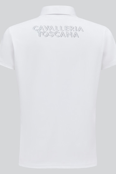 Cavalleria Toscana Boys Jersey S/S Button Competition Polo - White - Ridershouse Cavalleria Toscana Boys Jersey S/S Button Competition Polo - White - Ridershouse