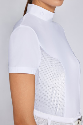 Cavalleria Toscana Women's S/S Jersey With Perforated Insert Training Zip Shirt  - Ridershouse