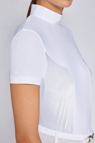 Cavalleria Toscana Dames S/S Jersey With Perforated Insert Training Zip Shirt - Ridershouse Cavalleria Toscana Dames S/S Jersey With Perforated Insert Training Zip Shirt - Ridershouse