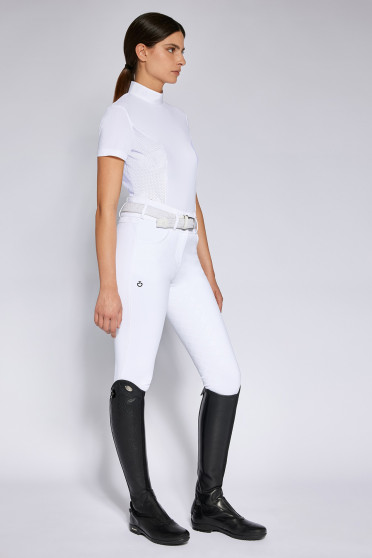 Cavalleria Toscana Women's S/S Jersey With Perforated Insert Training Zip Shirt - Ridershouse Cavalleria Toscana Women's S/S Jersey With Perforated Insert Training Zip Shirt - Ridershouse