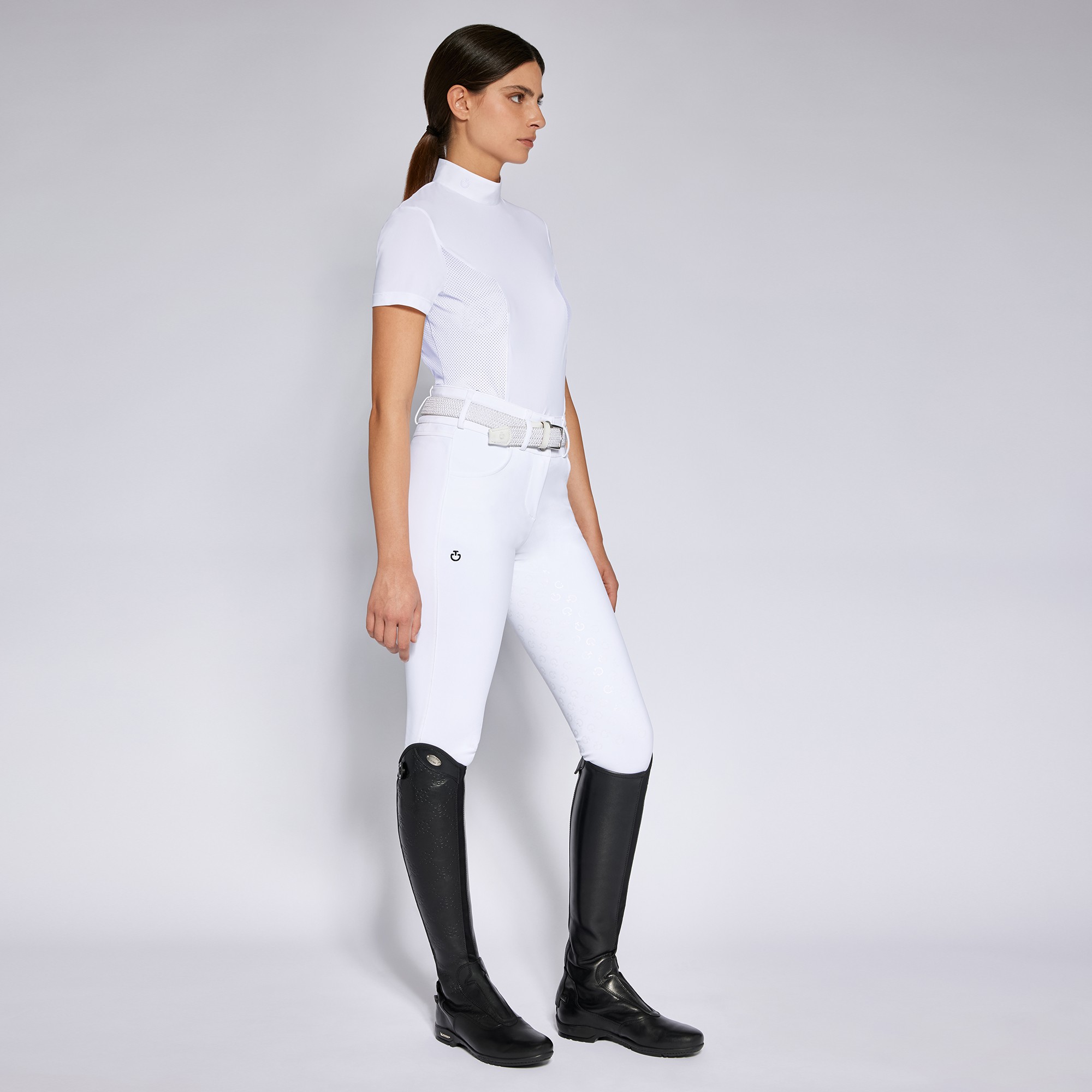 Cavalleria Toscana Dames S/S Jersey With Perforated Insert Training Zip Shirt - Ridershouse Cavalleria Toscana Dames S/S Jersey With Perforated Insert Training Zip Shirt - Ridershouse