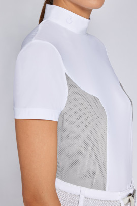Cavalleria Toscana Dames S/S Jersey With Perforated Insert Training Zip Shirt - Ridershouse