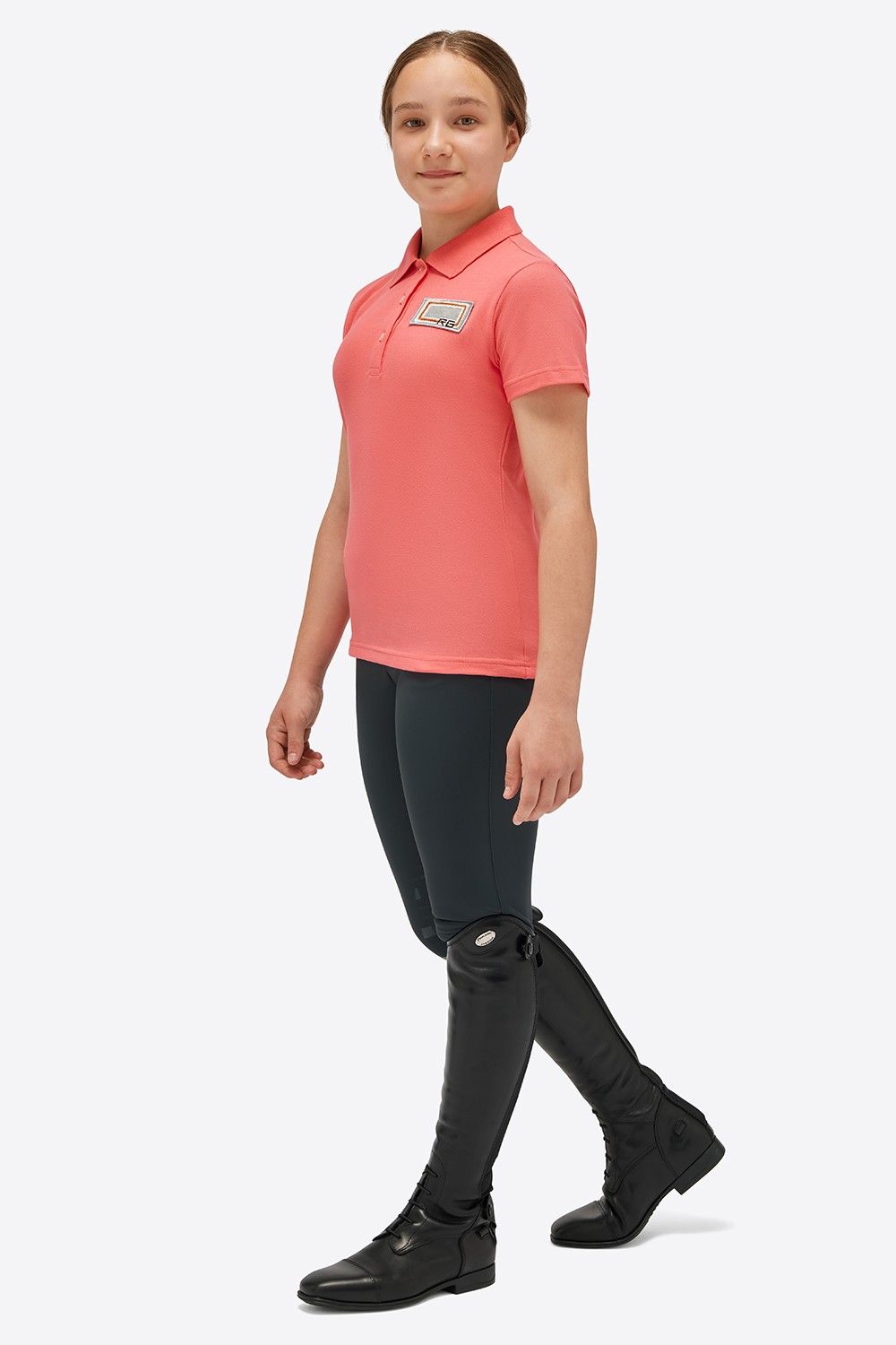 RG Italy Meisjes Jersey S/S Training Button Polo - Rood/Roze - Ridershouse RG Italy Meisjes Jersey S/S Training Button Polo - Rood/Roze - Ridershouse