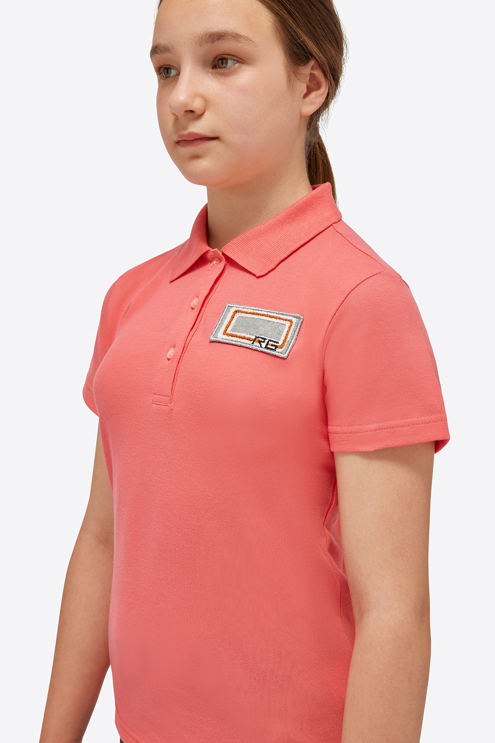 RG Italy Meisjes Jersey S/S Training Button Polo - Rood/Roze - Ridershouse RG Italy Meisjes Jersey S/S Training Button Polo - Rood/Roze - Ridershouse