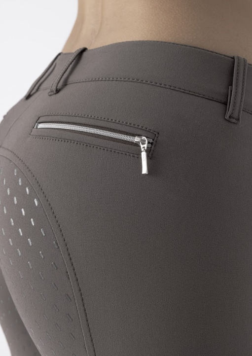 Equiline Dames Rijbroek Cedar X-Grip Full Grip Zip Pocket - luxueuze katoenen stof Equiline Dames Rijbroek Cedar X-Grip Full Grip Zip Pocket - luxueuze katoenen stof