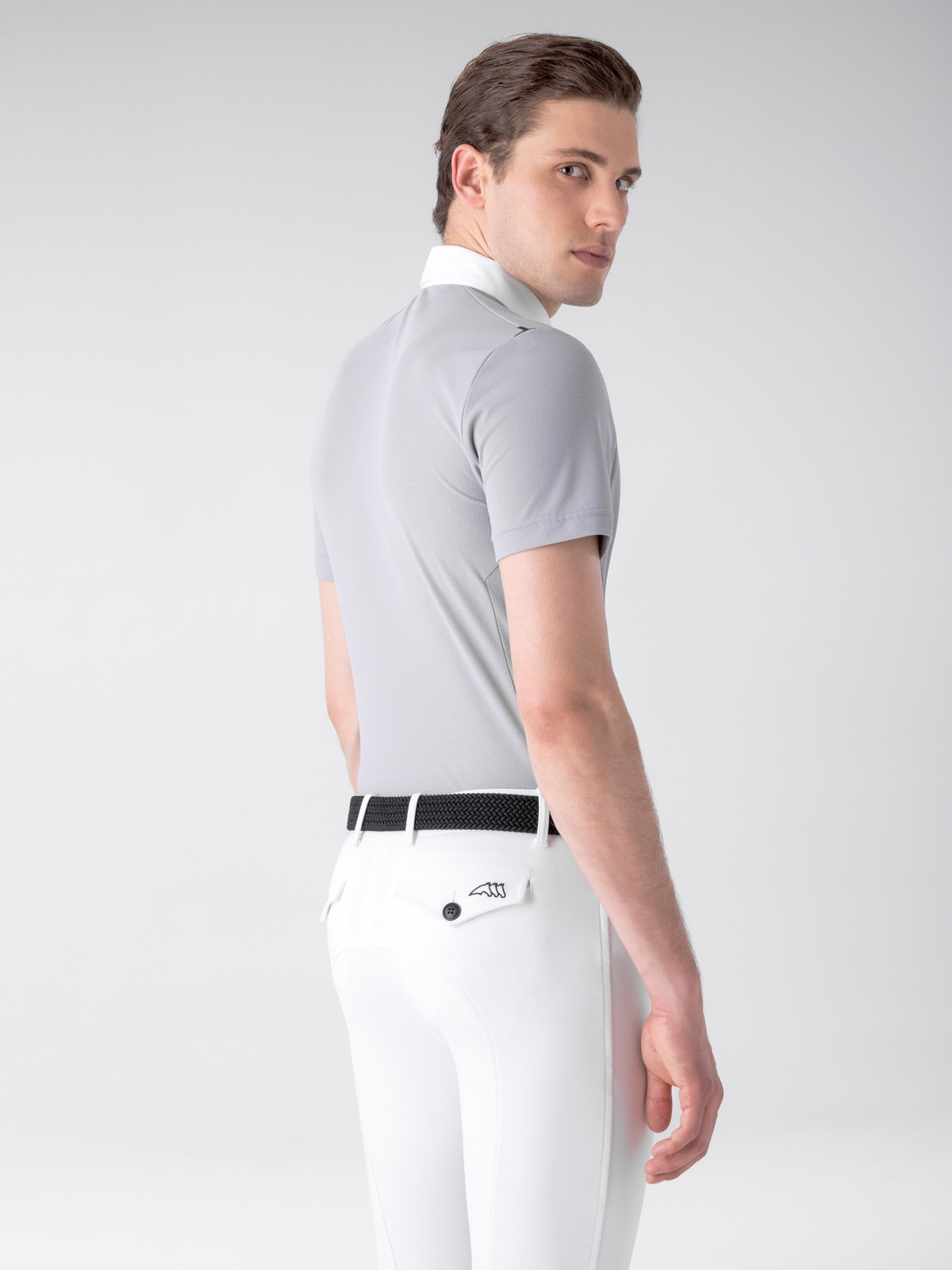 Equiline Men's Tech Mesh Competition Polo Shirt Curtiek - Sleet Grey - 2024 Equiline Men's Tech Mesh Competition Polo Shirt Curtiek - Sleet Grey - 2024