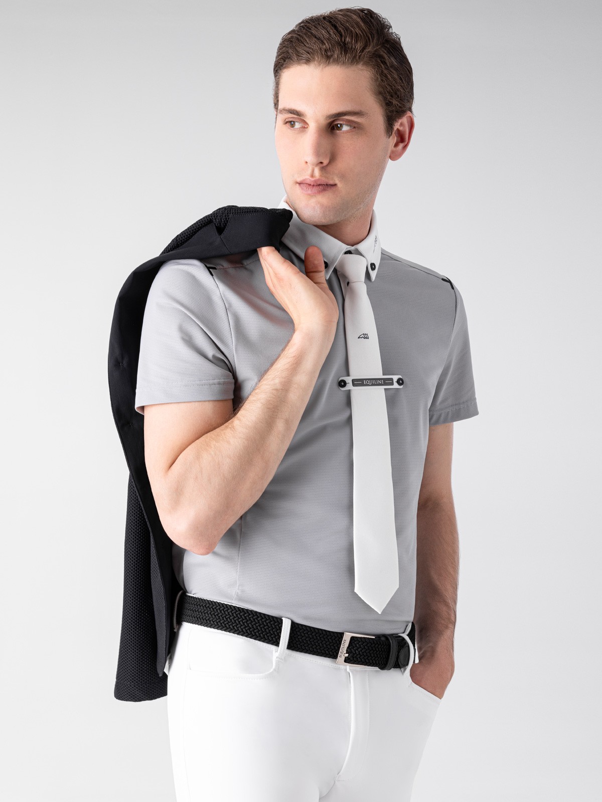 Equiline Men's Tech Mesh Competition Polo Shirt Curtiek - Sleet Grey - 2024 Equiline Men's Tech Mesh Competition Polo Shirt Curtiek - Sleet Grey - 2024