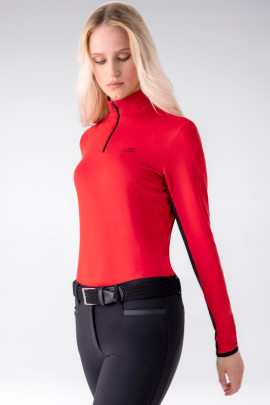 Equiline Dames Training Shirt Lange Mouwen Anti-UV Second Skin Caffe - Molten Lava