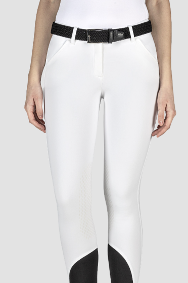 Equiline Women's Riding Breeches Bice Knee Grip Italian Flag Logo - Ridershouse Equiline Women's Riding Breeches Bice Knee Grip Italian Flag Logo - Ridershouse
