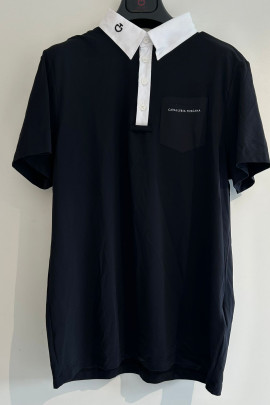Ridershouse: Black CT S/S Men's Piquet Button Polo With Chest Pocket - S