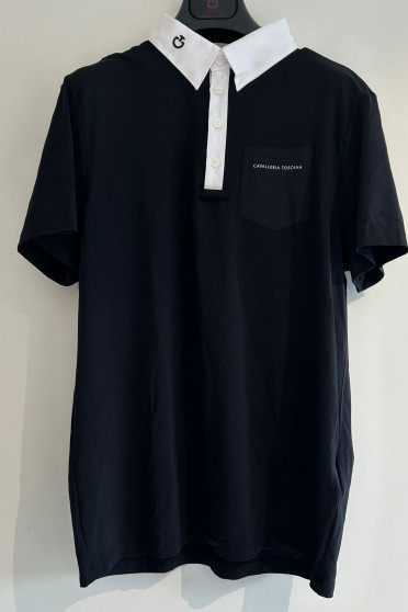 Ridershouse: Zwart CT S/S Heren Piquet Button Polo Met Borstvakje - maat S Ridershouse: Zwart CT S/S Heren Piquet Button Polo Met Borstvakje - maat S