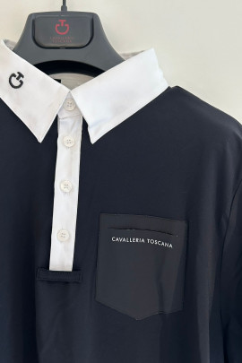 Ridershouse: Zwart CT S/S Heren Piquet Button Polo Met Borstvakje - maat S Ridershouse: Zwart CT S/S Heren Piquet Button Polo Met Borstvakje - maat S