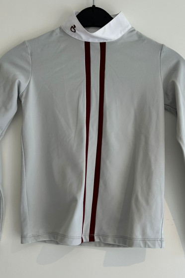 Cavalleri Toscana Young Rider Two Line Competition Polo - Grey / Red
