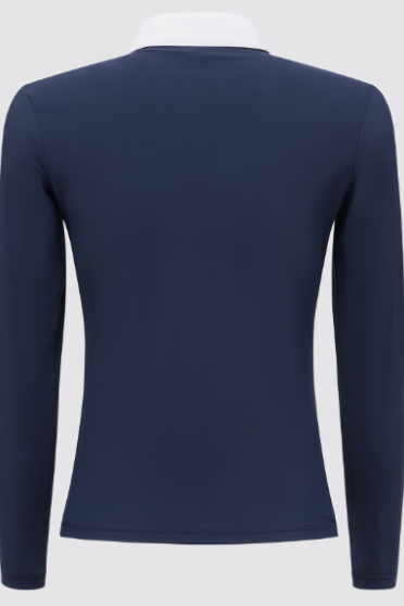 CT Girls Mini Orbit Print Jersey L/S Competition Zip Polo - Blue CT Girls Mini Orbit Print Jersey L/S Competition Zip Polo - Blue