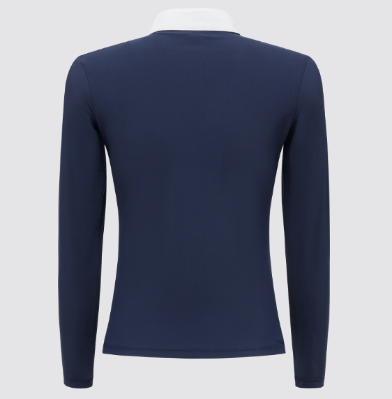 CT Girls Mini Orbit Print Jersey L/S Competition Zip Polo - Blauw CT Girls Mini Orbit Print Jersey L/S Competition Zip Polo - Blauw