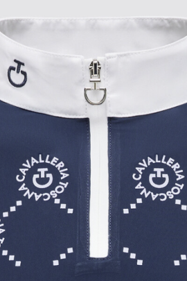 CT Girls Mini Orbit Print Jersey L/S Competition Zip Polo - Blauw CT Girls Mini Orbit Print Jersey L/S Competition Zip Polo - Blauw