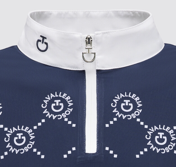 CT Girls Mini Orbit Print Jersey L/S Competition Zip Polo - Blue CT Girls Mini Orbit Print Jersey L/S Competition Zip Polo - Blue