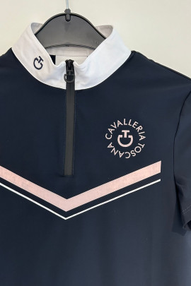 Ridershouse: Cavalleria Toscana Girls Zip Competition Shirt S/S - Blue Ridershouse: Cavalleria Toscana Girls Zip Competition Shirt S/S - Blue