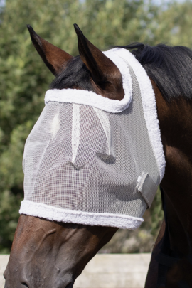 QHP Vliegenmasker zonder Oren met Klittenband sluiting - in de kleur grijs