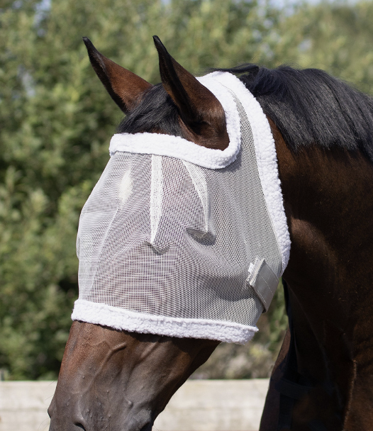 QHP Fly Mask Without Ears And with Velcro Closure - in the color grey - Ridershouse