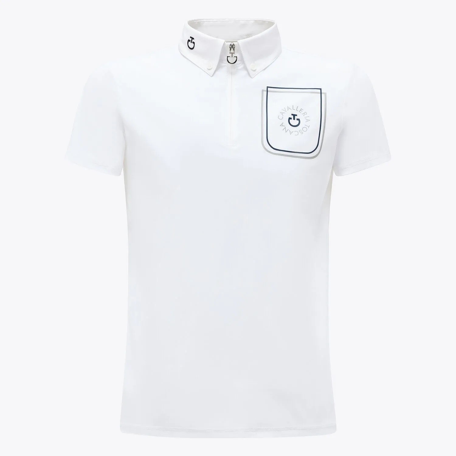 CT Boys Orbit Pocket Print Jersey S/S Competition Polo - Wit CT Boys Orbit Pocket Print Jersey S/S Competition Polo - Wit