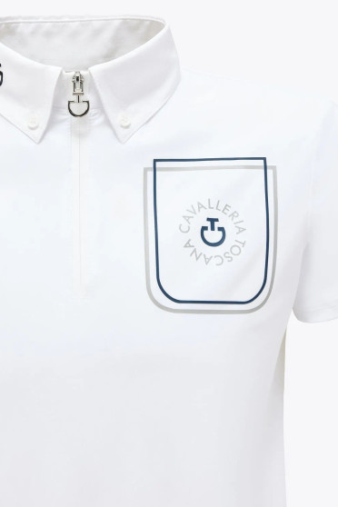 CT Boys Orbit Pocket Print Jersey S/S Competition Polo - White CT Boys Orbit Pocket Print Jersey S/S Competition Polo - White