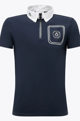 CT Boys Orbit Pocket Print Jersey S/S Competition Polo - Blue