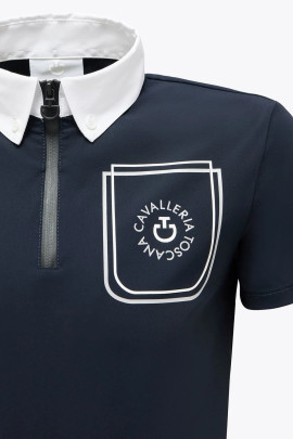 CT Boys Orbit Pocket Print Jersey S/S Competition Polo - Blue CT Boys Orbit Pocket Print Jersey S/S Competition Polo - Blue