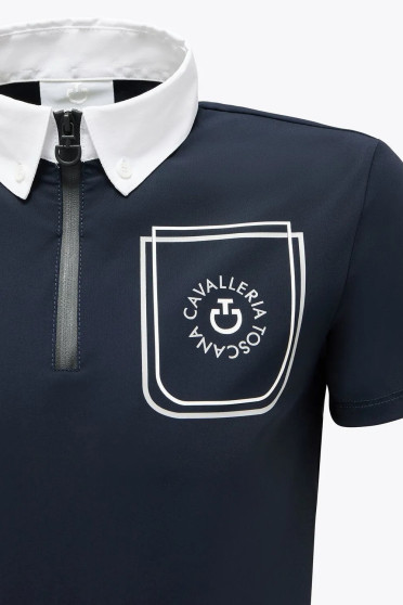 CT Boys Orbit Pocket Print Jersey S/S Competition Polo - Blue CT Boys Orbit Pocket Print Jersey S/S Competition Polo - Blue