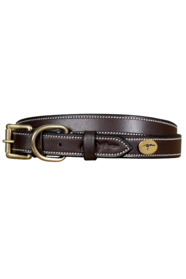 Dy'on Dog Collar Flat Leather - Brown/Gold Dy'on Dog Collar Flat Leather - Brown/Gold