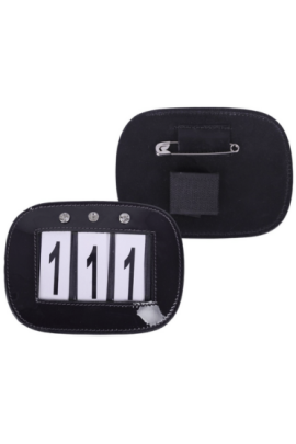 QHP Nummerhouder Lak Met Strass - zwart - Set Van 2 Perfect voor de wedstrijden