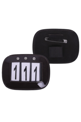 QHP Nummerhouder Lak Met Strass - Bruin - Set Van 2 Perfect voor de wedstrijden
