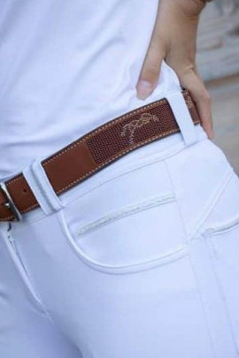 Penelope Leprevost Pearl Belt Logo Cognac - a classy and unique belt