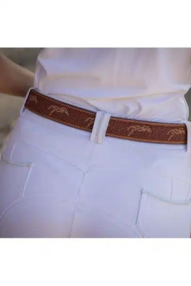 Penelope Leprevost Pearl Belt Logo Cognac - stijlvolle riem met kraaltjes Penelope Leprevost Pearl Belt Logo Cognac - stijlvolle riem met kraaltjes