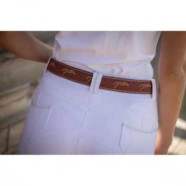 Penelope Leprevost Pearl Belt Logo Cognac - stijlvolle riem met kraaltjes Penelope Leprevost Pearl Belt Logo Cognac - stijlvolle riem met kraaltjes