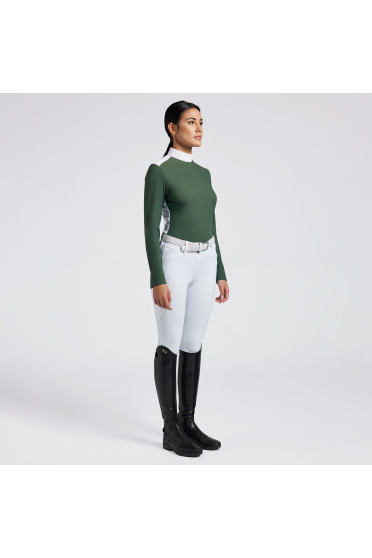 Cavalleria Toscana Dames Wedstrijdshirt L/S Mosterd - moderne color-blocking Cavalleria Toscana Dames Wedstrijdshirt L/S Mosterd - moderne color-blocking