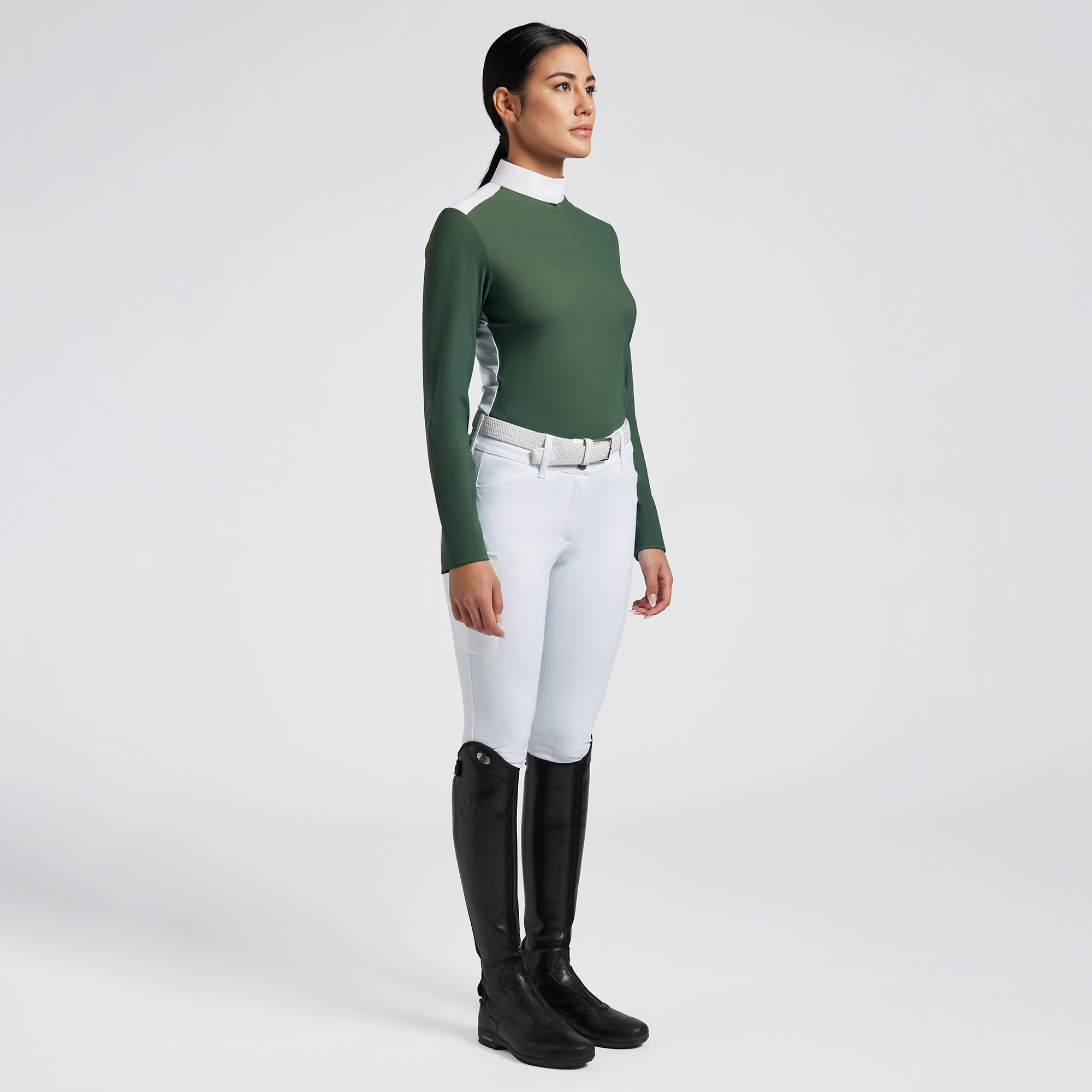 Cavalleria Toscana Dames Wedstrijdshirt L/S Mosterd - moderne color-blocking Cavalleria Toscana Dames Wedstrijdshirt L/S Mosterd - moderne color-blocking