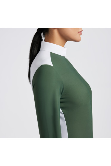 Cavalleria Toscana Dames Wedstrijdshirt L/S Mosterd - moderne color-blocking Cavalleria Toscana Dames Wedstrijdshirt L/S Mosterd - moderne color-blocking