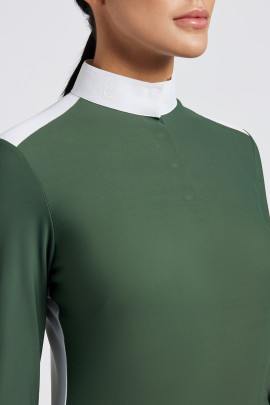 Cavalleria Toscana Dames Wedstrijdshirt L/S Mosterd - moderne color-blocking Cavalleria Toscana Dames Wedstrijdshirt L/S Mosterd - moderne color-blocking