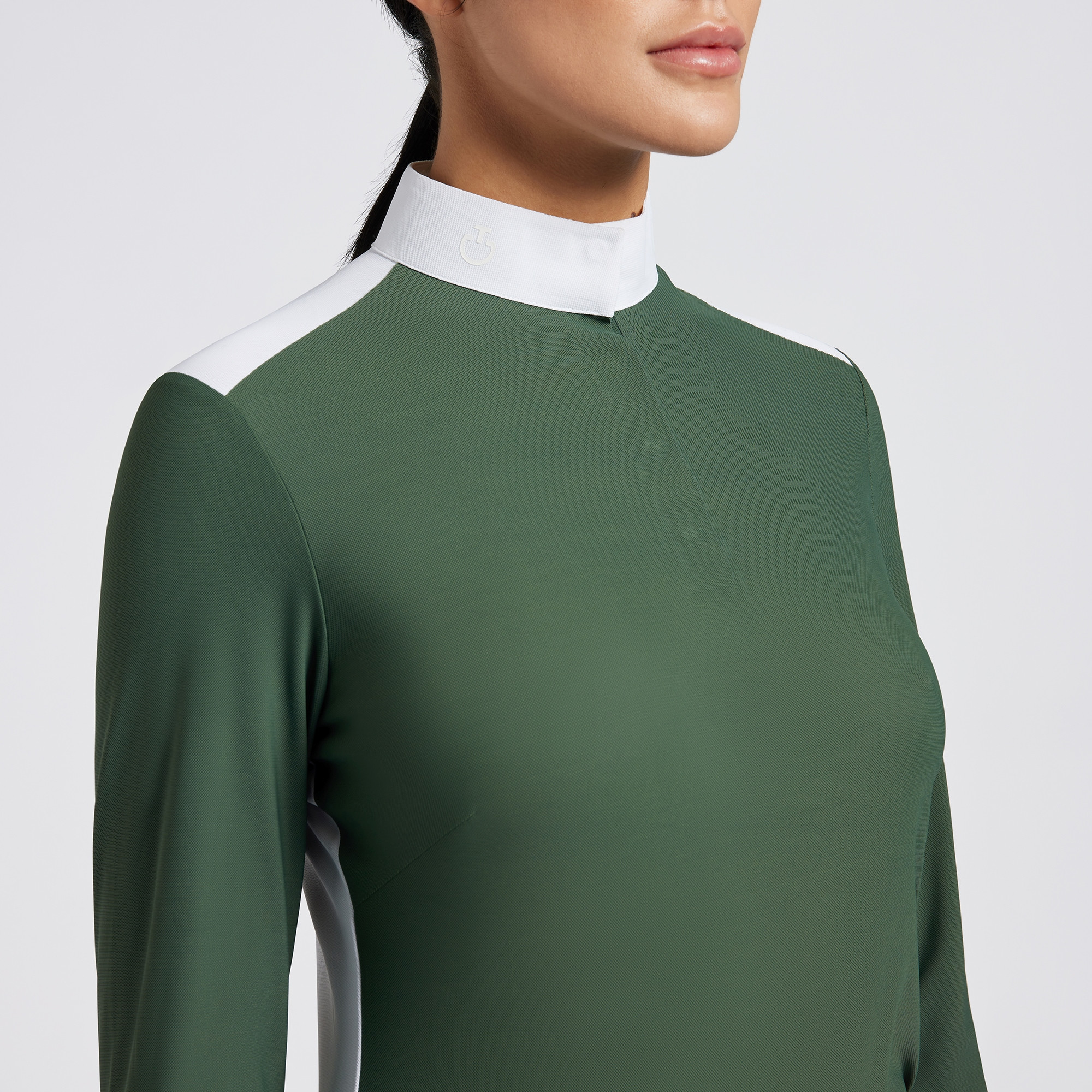 Cavalleria Toscana Dames Wedstrijdshirt L/S Mosterd - moderne color-blocking Cavalleria Toscana Dames Wedstrijdshirt L/S Mosterd - moderne color-blocking
