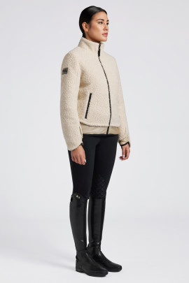 Cavalleria Toscana Dames Teddy Fleece Nylon Zip Up Vest - Beige