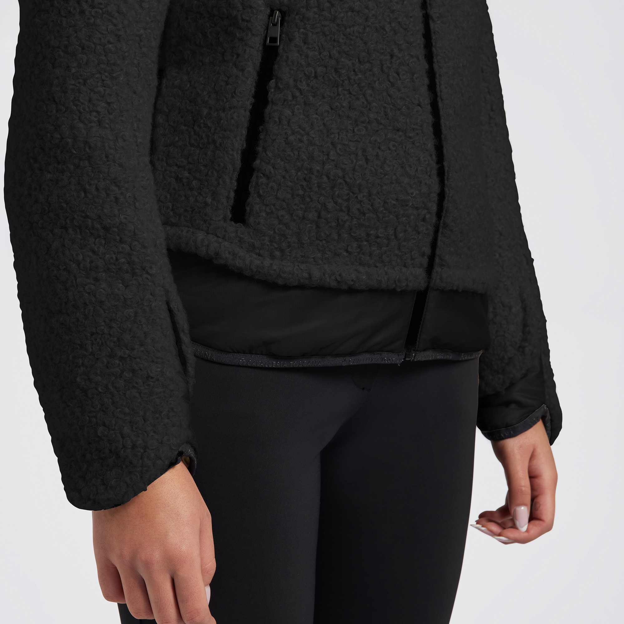 Cavalleria Toscana Dames Teddy Fleece Nylon Zip Up Vest - Zwart Cavalleria Toscana Dames Teddy Fleece Nylon Zip Up Vest - Zwart