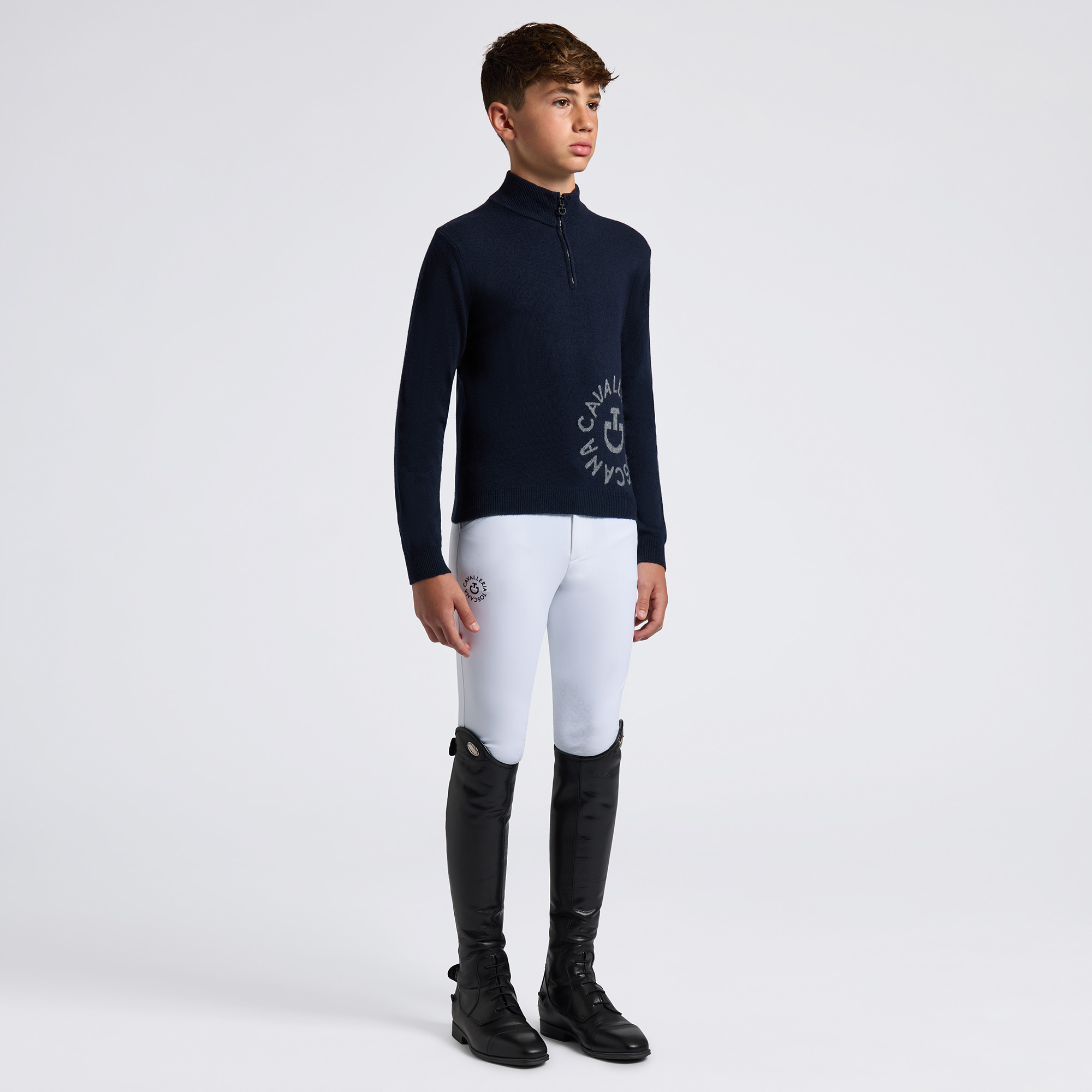 Cavalleria Toscana Jongens Orbit Halfzip Cashmere Coltrui Donkerblauw Cavalleria Toscana Jongens Orbit Halfzip Cashmere Coltrui Donkerblauw