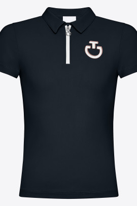Cavalleria Toscana Comic Book Jersey Zip Training Polo Girls Navy